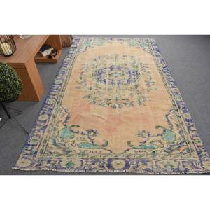 Alfombra turca Vintage Beige azul 5,3X8,7 pies clásica área grande lana látex respaldo Rectangular Patchwork para pasillo habitación alfombra - Product Image 1