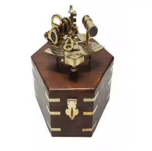 Antieke Collectible Nautische Messing Marine Sextant Maritieme Messing Bruin Antieke Sextant Duitse Schip Sextant Golden Plated