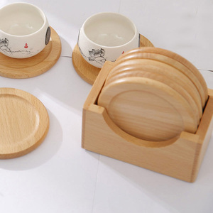 Wooden Coaster Set Round <b>Non</b> <b>Slip</b> <b>Mats</b> Modern Table Decoration For Home <b>Kitchen</b> Use - Product Image 5