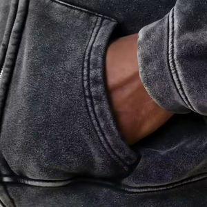 Hombres 100% Algodón Personalizado Logo Drop Shoulder Boxy Hoodies Doble Cremallera Sudadera Con Capucha Oversized Pullover Heavyweight Hoodie - Product Image 6