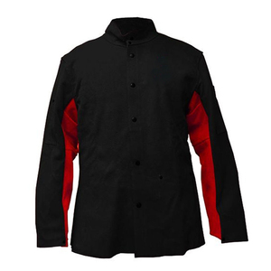 Custom Split Leather Sleeve Welding Jacket Safety Flame Resistant Cotton & Leather Sleeves <b>Welders</b> Safety Jacket <b>TIG</b> MIG Jacket - Product Image 6