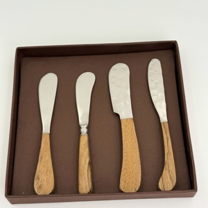 New Product 2026 Stainless Steel Cheese Tools with Wooden Handle with Hammered Design Blade Set of 4 <b>in</b> Lowest Price <b>in</b> India - Product Image 2