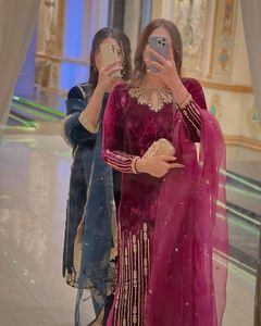 PRESENTANDO NUEVO CONJUNTO DE TOP DE TERCIOPELO PESADO DE BUENA CALIDAD CON PRECIOSO PLAZZO DE TERCIOPELO BORDADO Y PESADO - Product Image 6