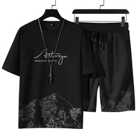 Conjunto de Camiseta y Pantalones Cortos de Verano para Hombre, Bordado Personalizado, 100% Algodón, Transpirable y Cómodo