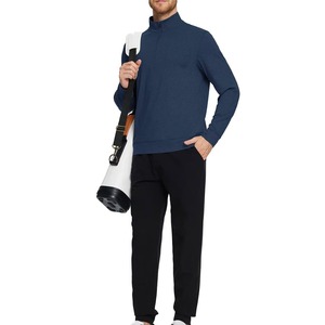 Suéter de punto de forro polar raglán con cremallera de un cuarto para hombre, transpirable, de color liso, informal, para invierno, de cachemira - Product Image 3