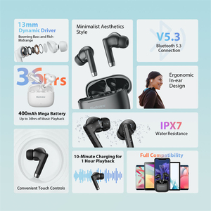 Vente flash Écouteurs sans fil <span class=keywords><strong>Blackview</strong></span> <span class=keywords><strong>Airbuds</strong></span> 4 étanches IPX7 Bluetooth 5.3 Contrôle tactile Stéréo intra-auriculaires - Product Image 3