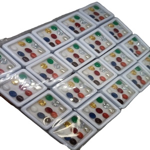 Vente en gros de pierres précieuses naturelles 9 grah, boîte de pierres précieuses, perles ovales lisses naturelles, perles ovales Nav Ratna naturelles, également utilisées pour l'astrologie - Product Image 1
