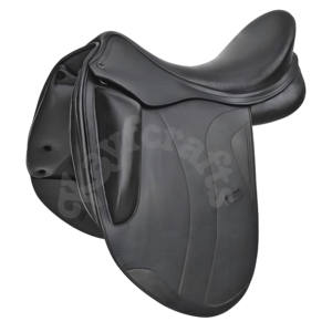 Sillín de doma inglesa completamente negro con bloques de rodilla alta Cantle alto Paneles fijos Asiento cómodo de lujo para montar a caballo - Product Image 1