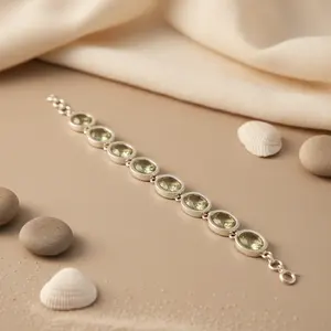 Bracelet jonc pour femme en or rose plaqué, améthyste verte - Bijoux religieux chrétiens - Product Image 3