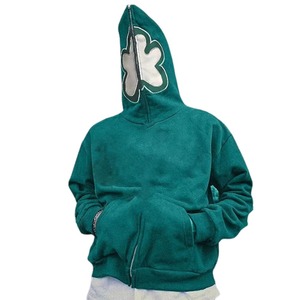 100% coton hommes hiver cagoule à capuche Double capuche Design avec fermeture à glissière Protection contre le froid Technique brodée - Product Image 4