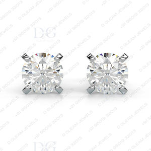 Pendientes de Moissanita Cultivada en Laboratorio de 2.00 CT, Modernos, con 4 Puntas Curvas, Oro Rosa, Cierre de Rosca, Plata de 14K, para Compromiso o Aniversario - Product Image 3