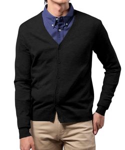 Factory Customized Winter Casual Top Solid Knitted COTTON Fleece Breathable Men's V-neck <b>Cardigan</b> <b>Sweater</b> - Product Image 2
