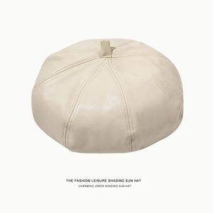 Boina de cuero de artista francés Vintage, gorro de primavera elegante para mujer, circunferencia ajustable, impresión Digital, Color sólido - Product Image 3