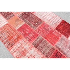 Tapis turc vintage 5,2x8 pieds, grand tapis en laine patchwork avec envers en latex, motif plantes et arbres rouge-orange, tapis écologique pour la maison - Product Image 5