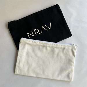 Vente en gros de trousse de maquillage écologique à fermeture éclair double face pochette d'accessoires pliable en toile de coton sac à cosmétiques - Product Image 2