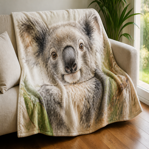 Custom Printed Knitted <b>Throw</b> Blanket Personalized Koala Portrait Gift Sublimation Flannel Fleece 100% Polyester Anti-Pilling - Product Image 1