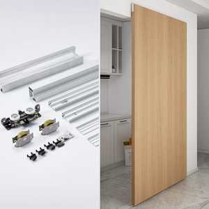 Kit de Rieles Ocultos para Puertas Correderas de Aluminio con Rodillo Amortiguador para Armarios de Baño - Product Image 6