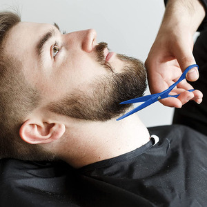 Tijera de corte de pelo de peluquero de la mejor calidad, maquinilla de afeitar recta, tijera de pelo recubierta de azul con anillo de goma elegante - Product Image 5
