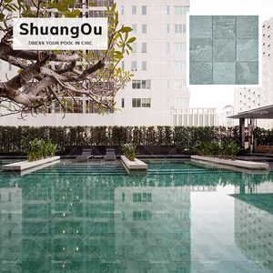 Giá bán buôn <span class=keywords><strong>Ming</strong></span> màu xanh lá cây đá cẩm thạch Gạch Mosaic hồ bơi gạch men sứ đánh bóng tráng men đá cẩm thạch cái nhìn tấm gạch - Product Image 3