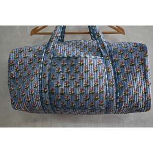 Indian Hand Block Print Quilted Duffle <b>Bag</b> Boho Floral <b>Weekender</b> Luxury Lightweight Shoulder <b>Bag</b> for Travel - Product Image 2