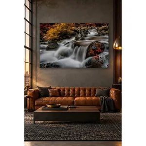 Impression sur toile Fida : Ruisseau d'automne coulant entre les rochers - Product Image 1