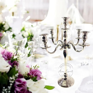 Candelabro de 5 brazos de aluminio plateado, el más vendido, perfecto para bodas, fiestas y elegantes decoraciones de Mesa para el hogar - Product Image 1