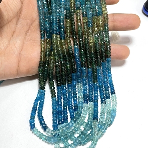 Cuentas de forma de Rondellel facetadas de apatita múltiple, cuentas de piedras preciosas naturales multicolores, tienda de cuentas al por mayor - Product Image 5