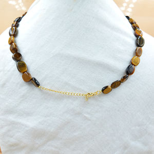 Precioso Collar de plata de ley 925 chapado en oro con piedras preciosas de ojo de Tigre, joyería para proveedores mayoristas - Product Image 2