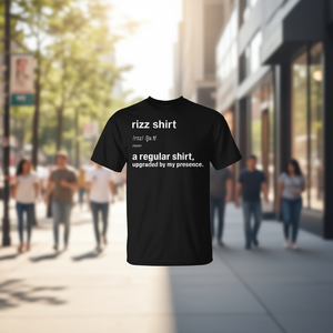 T-Shirt Rizz Nera, Vestibilità Regolare, Unisex, Collo Tondo, Manica Corta, Stampa Digitale, Maglietta Promozionale - Product Image 3