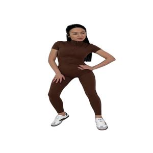 Nouvel ensemble deux pièces pour femme grande taille, couleur unie, effet push-up fessier, comprenant un soutien-gorge de sport et un legging taille haute, idéal pour le sport, la course, le yoga et la gym - Product Image 1