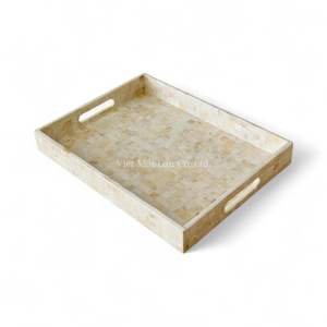 Plateau de service décoratif fait à la main en nacre, incrustation de coquillages, naturel, écologique, Vietnam, table de maison - Product Image 1