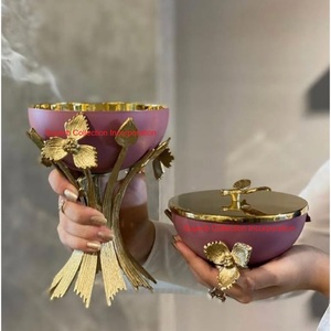 Brûleur d'encens en métal de luxe avec la conception de feuille d'or Brûleur d'encens de charbon de bois Brûleur parfait de Bakhoor Oud pour la maison et l'hôtel - Product Image 6
