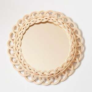 Miroir élégant en rotin pour décor de chambre à coucher - Product Image 1