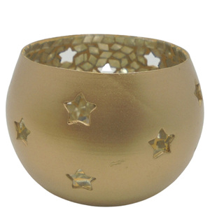 Set of 2 Metal Round Votive Holder New Design Gold <b>Mirror</b> <b>Mosaic</b> Candle Jar for Bed Room Decoration Handmade - Product Image 3