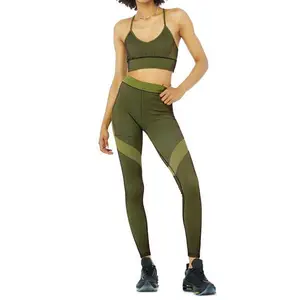 Wholesale Customized Private Label Active Wear Sets Women Gym Fitness Yoga Pants Leggings And Bra Set Cotton Breathable Women