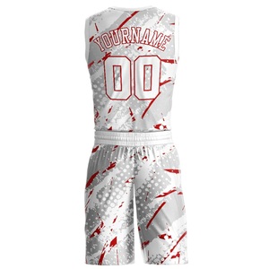 Camiseta de Baloncesto Personalizada con Estampado por Transferencia de Calor en el Cuello, Líneas Brillantes Blancas y Rojas, Talla Grande, Transpirable, de Secado Rápido, Diseño Atrevido COSH - Product Image 3