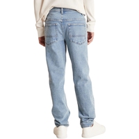 Jeans en denim coupe droite pour garçons, blancs, respirants, légers, taille mi-haute, en polyester/coton durable, confortables pour le quotidien