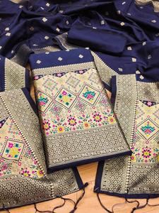 Nouveau costume pur zari Banarasi pour femmes broderie avec robe de travail manuel Materia - Product Image 2