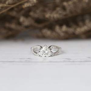 Anillo en Forma de Corazón, Brillante Anillo de Boda de Oro Blanco de 14K, Anillo de Compromiso y Promesa, Colección de Anillos, Regalo - Product Image 4
