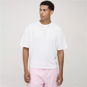 High Quality Men's White Oversized Boxy <b>Fit</b> <b>T</b>-<b>Shirt</b> 100% Cotton Customizable Blank <b>Shirt</b> <b>Cropped</b> Boxy Man Tape Slim <b>Fit</b> Worested - Product Image 1