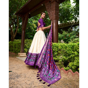 Tussar soie semi-cousu Lehenga Choli ensemble avec chemisier de créateur fantaisie pour la fête de mariage porter des femmes tenue ethnique indienne - Product Image 3