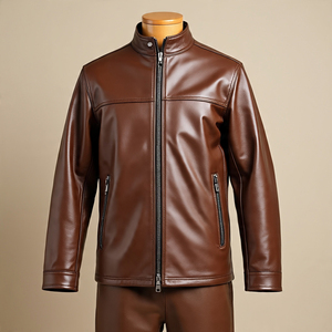 Men's Outerwear Custom Handmade Full Zipper Genuine Leather <b>Shirts</b> | Men Wholesale Fashion Full <b>Zip</b> Sheep Skin Leather <b>Shirt</b> - Product Image 6