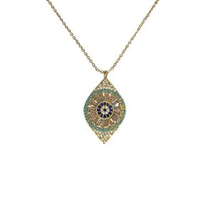 Collier à pendentif en métal doré design mauvais œil - Product Image 1