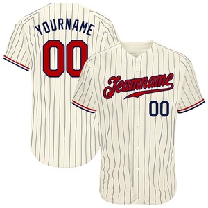 Meilleure vente Maillot de baseball authentique rouge marine personnalisé Creame Navy Pinstripe Team Wear grande taille respirant pour adultes - Product Image 1