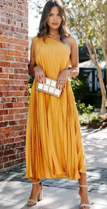 ชุดเดรสยาวถึงพื้นสำหรับผู้หญิง,ชุดเดรสวันหยุดฤดูร้อนไหล่ข้างเดียว - Product Image 3