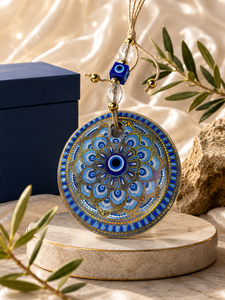 DNB1003 Adorno Colgante de Cristal Nazar Boncuk de 13 cm Hecho a Mano con Ojo Turco para Decoración del Hogar, Jardín y Regalos - Product Image 1