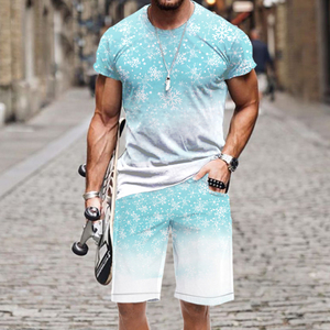 Best Selling High Quality Summer Two Piece Jogger <b>Set</b> for Men Quick Dry <b>Knitted</b> Print Sport Shorts with Casual Woven Style - Product Image 1