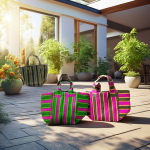 Bolsas de plástico hechas a mano para playa, color personalizado, Ágata moderna única, rayas tejidas, reutilizables, respetuosas con el medio ambiente, diseño personalizado - Product Image 3