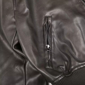 Hot Girl Stand Collar Distressed Faux Leather Bomber <b>Jacket</b> 2025 Women's Fashion Commuter Windproof Breathable Heated Front Logo - Product Image 4