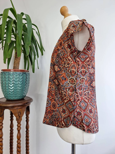 เสื้อเบลาส์โบฮีเมียนสำหรับผู้หญิงเสื้อเบลาส์แบบโบฮีเมียนผ้าชีฟองเนื้อนุ่มสบายๆระบายอากาศได้ยาวสั้นปัก - Product Image 4